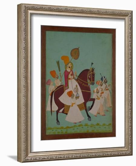 Maharaja Ram Singh of Jodhpur with Attendants, India-null-Framed Giclee Print