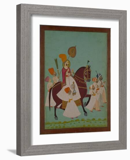 Maharaja Ram Singh of Jodhpur with Attendants, India-null-Framed Giclee Print