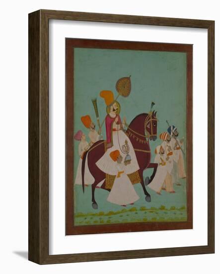 Maharaja Ram Singh of Jodhpur with Attendants, India-null-Framed Giclee Print