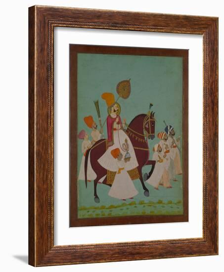 Maharaja Ram Singh of Jodhpur with Attendants, India-null-Framed Giclee Print