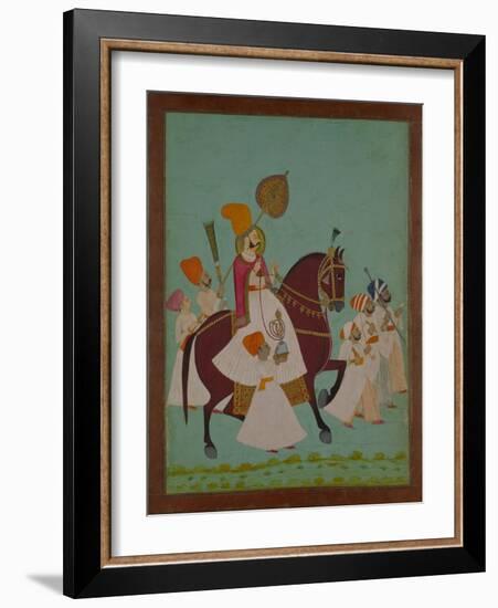 Maharaja Ram Singh of Jodhpur with Attendants, India-null-Framed Giclee Print