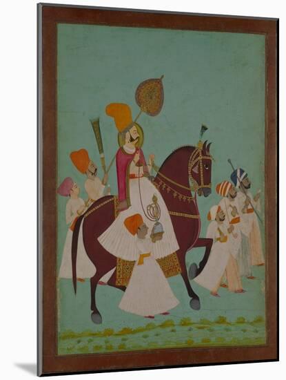 Maharaja Ram Singh of Jodhpur with Attendants, India-null-Mounted Giclee Print