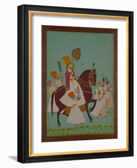 Maharaja Ram Singh of Jodhpur with Attendants, India-null-Framed Giclee Print