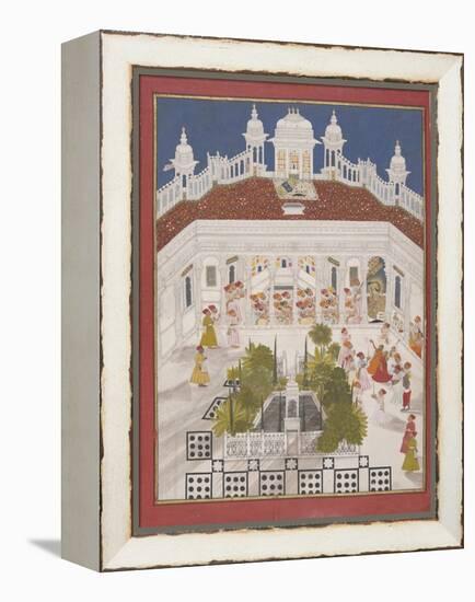 Maharana Ari Singh Worshipping in His Palace, 1765-null-Framed Premier Image Canvas