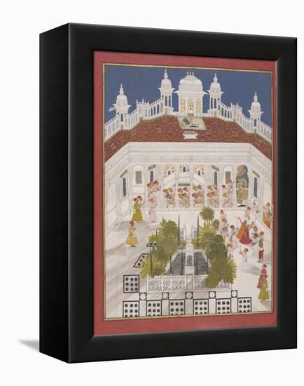 Maharana Ari Singh Worshipping in His Palace, 1765-null-Framed Premier Image Canvas