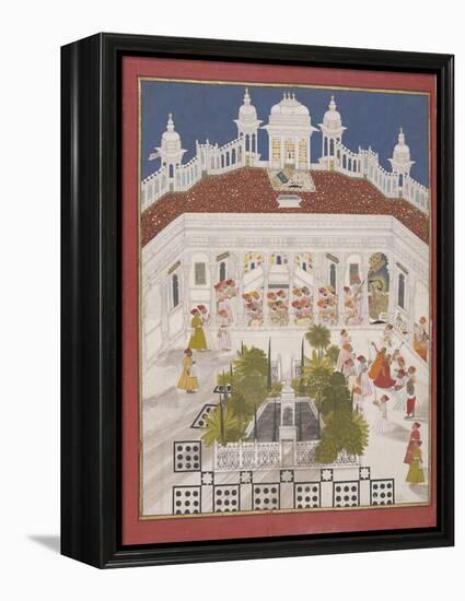 Maharana Ari Singh Worshipping in His Palace, 1765-null-Framed Premier Image Canvas