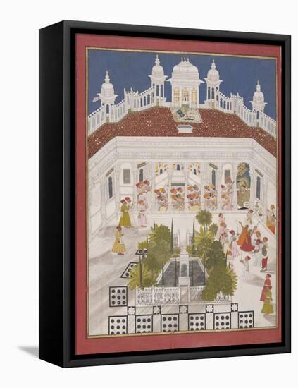 Maharana Ari Singh Worshipping in His Palace, 1765-null-Framed Premier Image Canvas