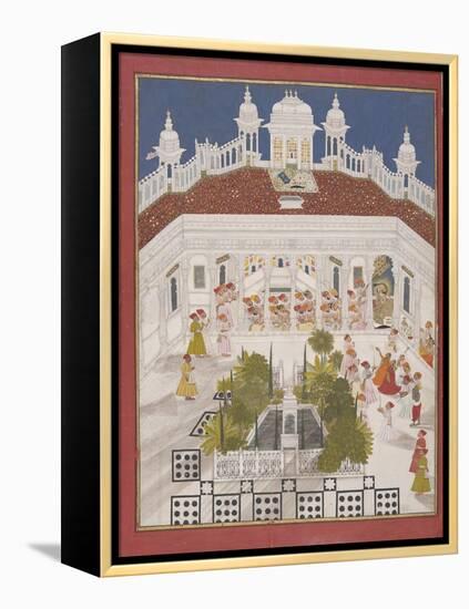 Maharana Ari Singh Worshipping in His Palace, 1765-null-Framed Premier Image Canvas