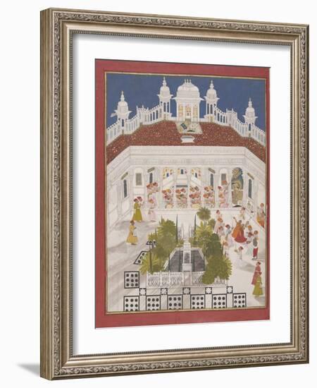 Maharana Ari Singh Worshipping in His Palace, 1765-null-Framed Giclee Print