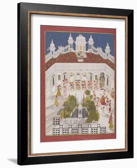 Maharana Ari Singh Worshipping in His Palace, 1765-null-Framed Giclee Print