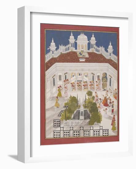 Maharana Ari Singh Worshipping in His Palace, 1765-null-Framed Giclee Print