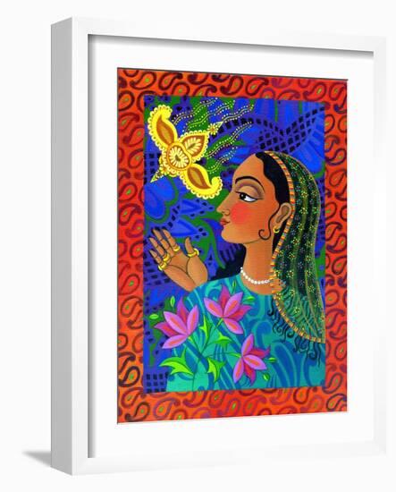 Maharani with Yellow Bird, 2011-Jane Tattersfield-Framed Giclee Print