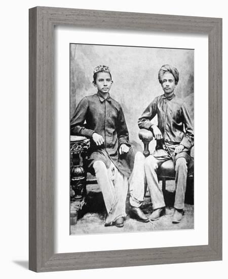 Mahatma Gandhi in Rajkot with School Friend Sheikh Mehtab, Rajkot, 1883-null-Framed Giclee Print