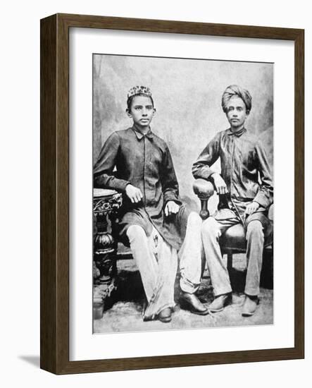 Mahatma Gandhi in Rajkot with School Friend Sheikh Mehtab, Rajkot, 1883-null-Framed Giclee Print