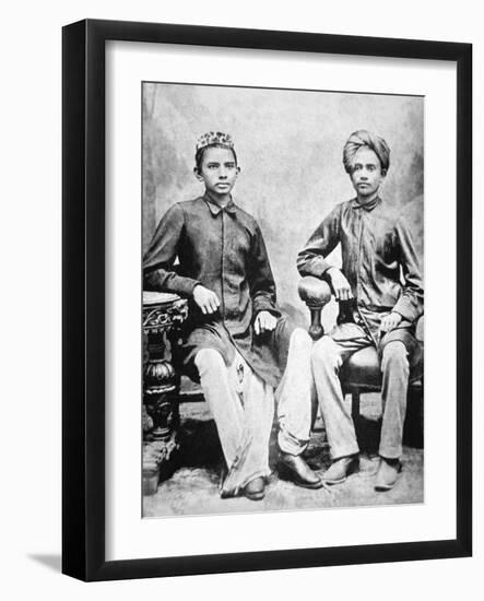 Mahatma Gandhi in Rajkot with School Friend Sheikh Mehtab, Rajkot, 1883-null-Framed Giclee Print