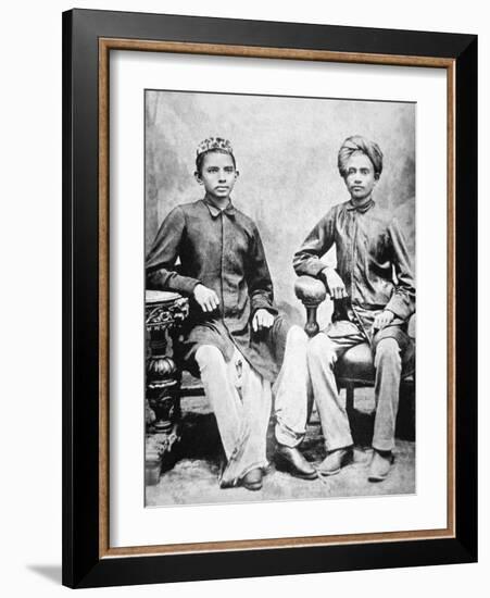 Mahatma Gandhi in Rajkot with School Friend Sheikh Mehtab, Rajkot, 1883-null-Framed Giclee Print