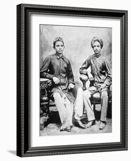 Mahatma Gandhi in Rajkot with School Friend Sheikh Mehtab, Rajkot, 1883-null-Framed Giclee Print