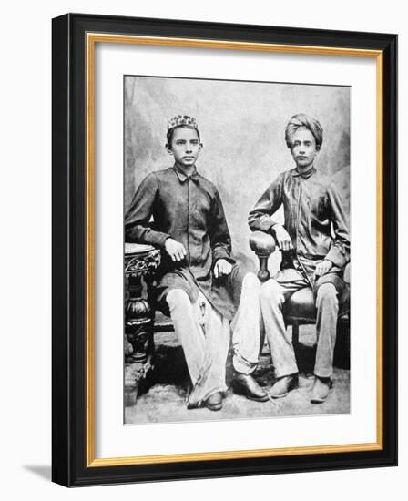 Mahatma Gandhi in Rajkot with School Friend Sheikh Mehtab, Rajkot, 1883-null-Framed Giclee Print