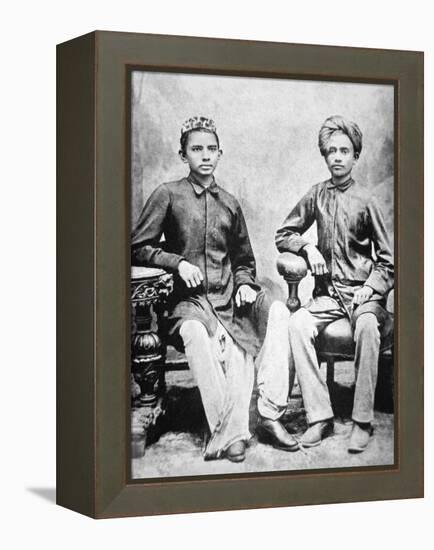 Mahatma Gandhi in Rajkot with School Friend Sheikh Mehtab, Rajkot, 1883-null-Framed Premier Image Canvas