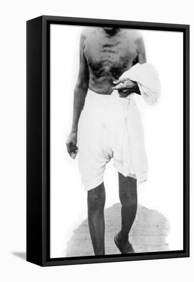 Mahatma Mohandas Karamchand Gandhi (1869-1948) Indian Independantist Leader, Hindu Spiritual Leader-null-Framed Stretched Canvas