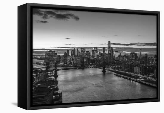 Mahattan Bridge, East River and Lower Manhattan, New York City, New York, USA-Jon Arnold-Framed Premier Image Canvas