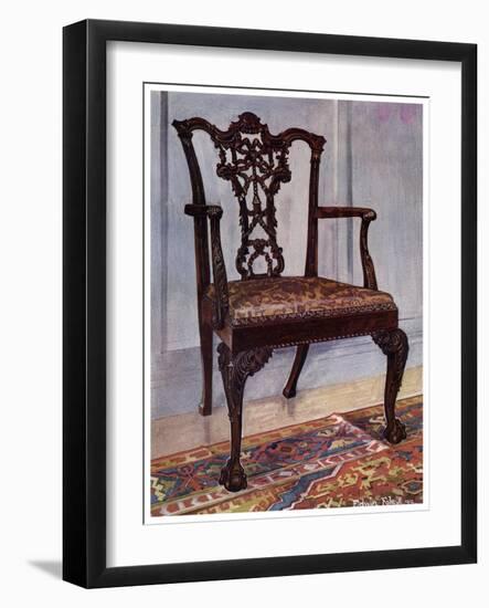 Mahogany Armchair, Style of Chippendale, 1911-1912-Edwin Foley-Framed Giclee Print