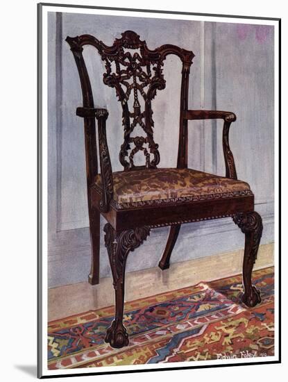 Mahogany Armchair, Style of Chippendale, 1911-1912-Edwin Foley-Mounted Giclee Print