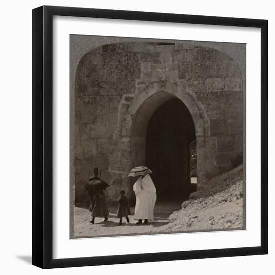 'Mahommedan women entering Jerusalem by Herod's Gate', c1900-Unknown-Framed Photographic Print
