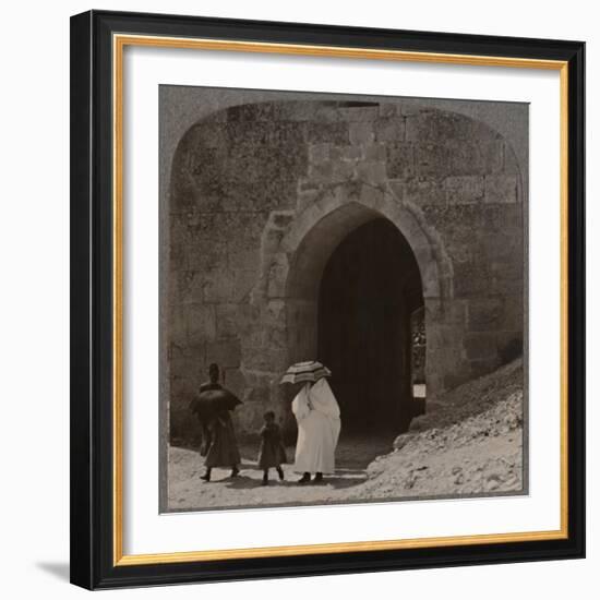 'Mahommedan women entering Jerusalem by Herod's Gate', c1900-Unknown-Framed Photographic Print