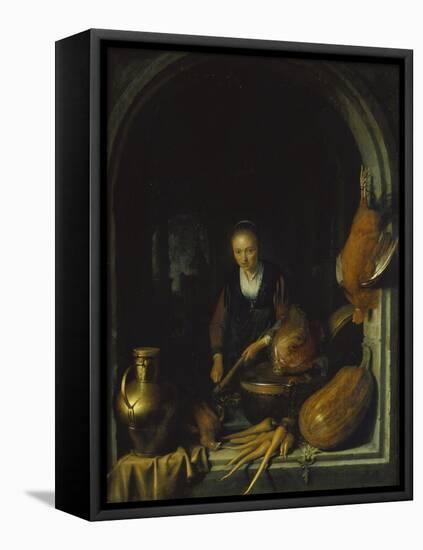 Maid Cleaning Carrots-Gerrit Dou-Framed Premier Image Canvas