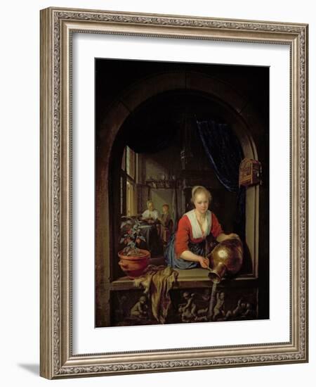 Maid Servant at a Window-Gerrit or Gerard Dou-Framed Giclee Print