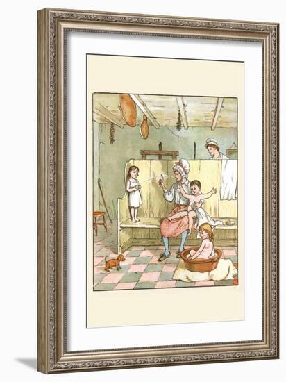 Maid Washes the Babies in the Laundry Room-Randolph Caldecott-Framed Art Print