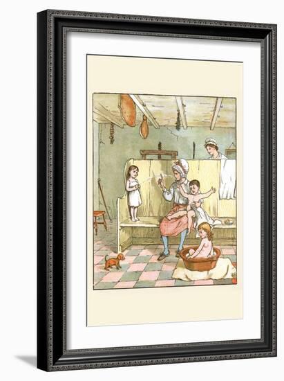 Maid Washes the Babies in the Laundry Room-Randolph Caldecott-Framed Art Print