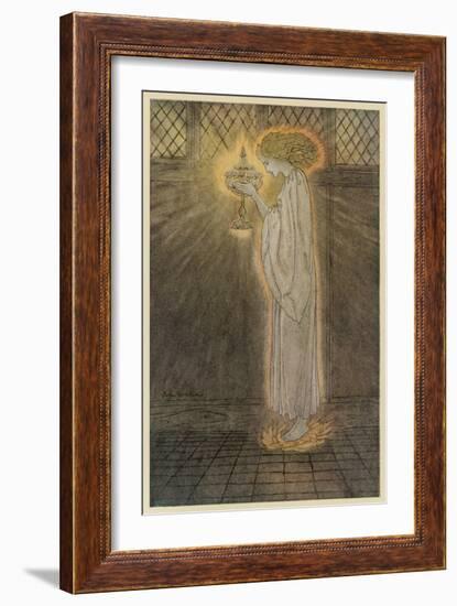 Maiden and Grail-Arthur Rackham-Framed Art Print