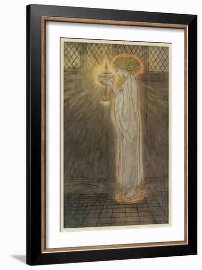 Maiden and Grail-Arthur Rackham-Framed Art Print