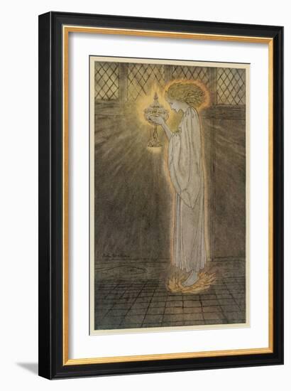 Maiden and Grail-Arthur Rackham-Framed Art Print