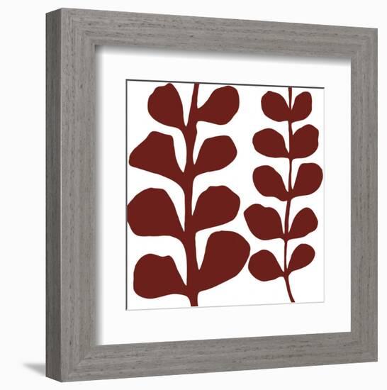 Maidenhair (red on white)-Denise Duplock-Framed Art Print