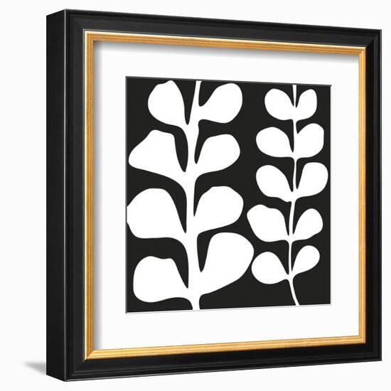 Maidenhair (white on black)-Denise Duplock-Framed Art Print