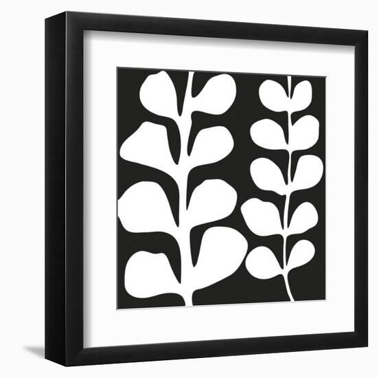 Maidenhair (white on black)-Denise Duplock-Framed Art Print