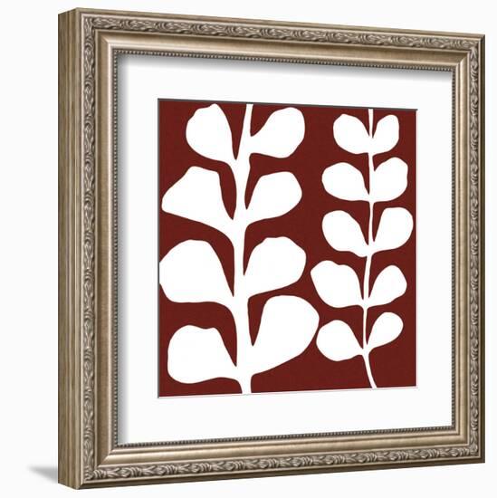 Maidenhair (white on red)-Denise Duplock-Framed Art Print