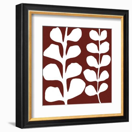 Maidenhair (white on red)-Denise Duplock-Framed Art Print