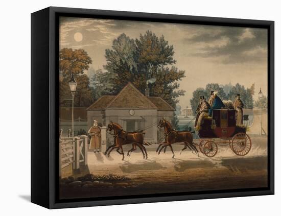 Mail Coach by Moonlight (Coloured Engraving)-James Pollard-Framed Premier Image Canvas