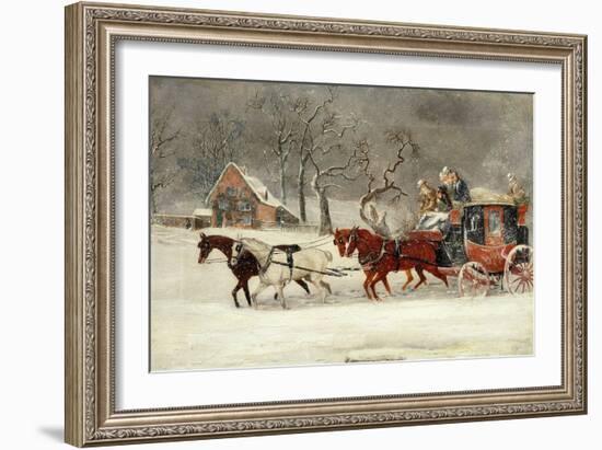 Mail Coach in a Snowstorm-James Pollard-Framed Giclee Print