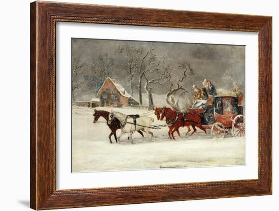 Mail Coach in a Snowstorm-James Pollard-Framed Giclee Print