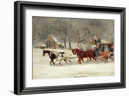 Mail Coach in a Snowstorm-James Pollard-Framed Giclee Print