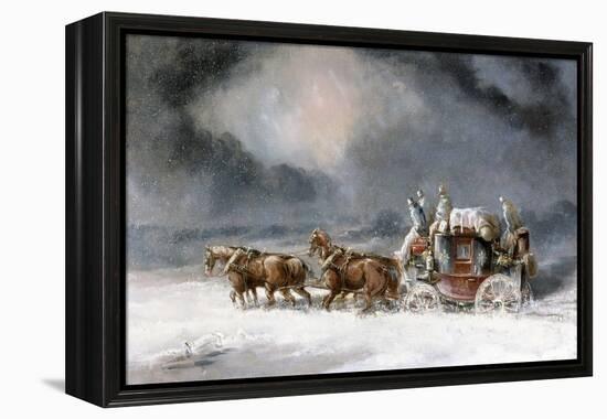 Mail Coach in a Snowstorm-Charles Cooper Henderson-Framed Premier Image Canvas