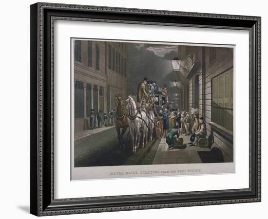 Mail Coach Outside the General Post Office, Lombard Street, City of London, 1827-Charles Hunt-Framed Giclee Print