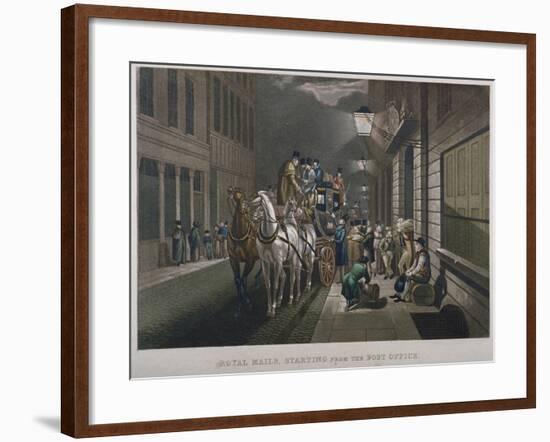 Mail Coach Outside the General Post Office, Lombard Street, City of London, 1827-Charles Hunt-Framed Giclee Print