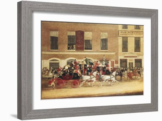 Mail Coaches Outside the Angel, Islington-James Pollard-Framed Giclee Print