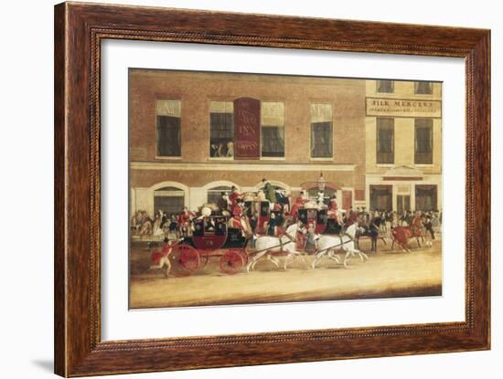 Mail Coaches Outside the Angel, Islington-James Pollard-Framed Giclee Print